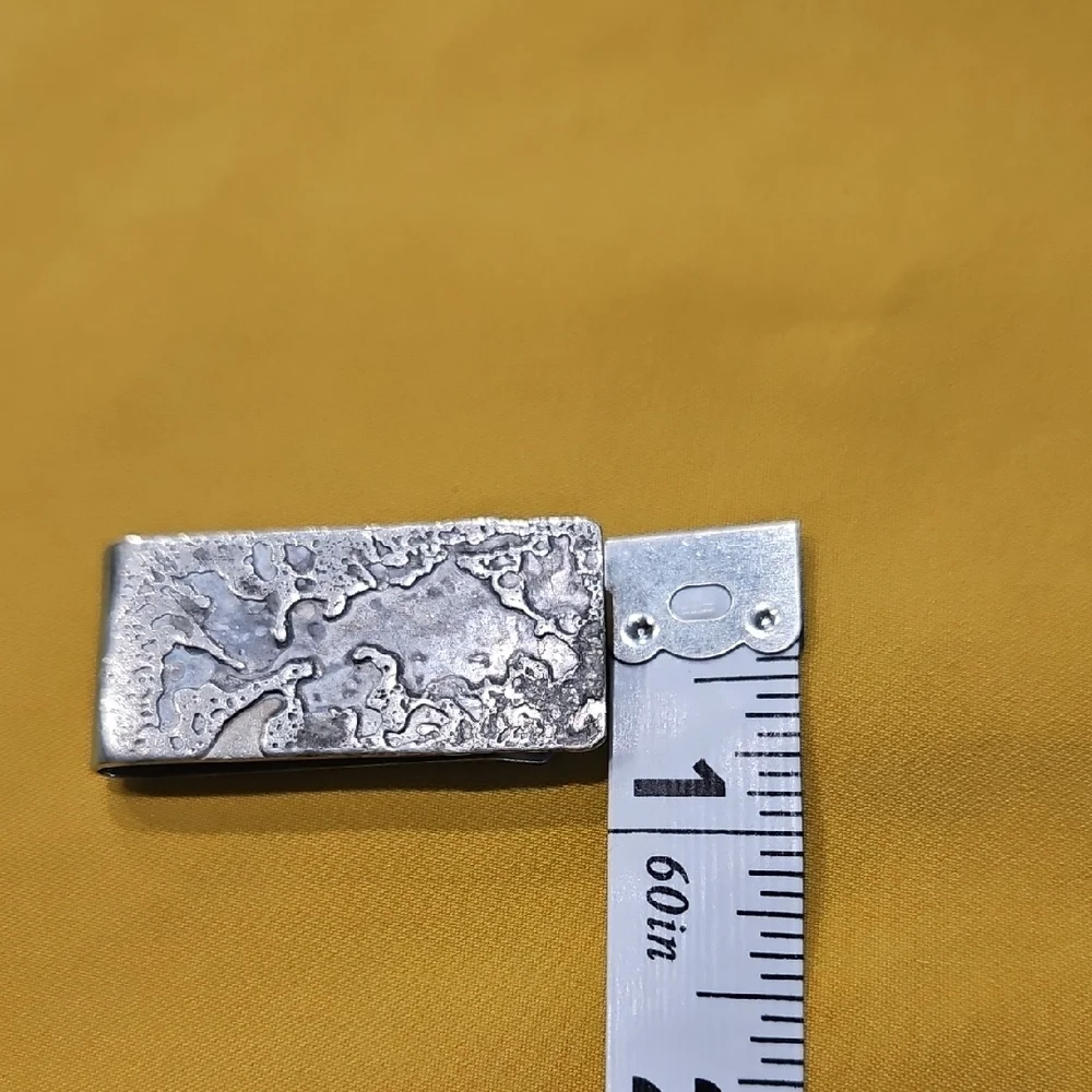 Vintage Modernist Textured Silver Money Clip - Non-Magnetic 11.55 gtw